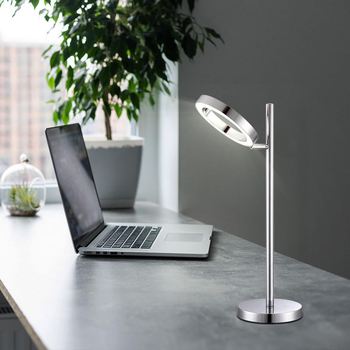 LED TISCHLEUCHTE ORELL Chrom Silber - Silberfarben, Metall (27/16/52cm) - Globo Lighting