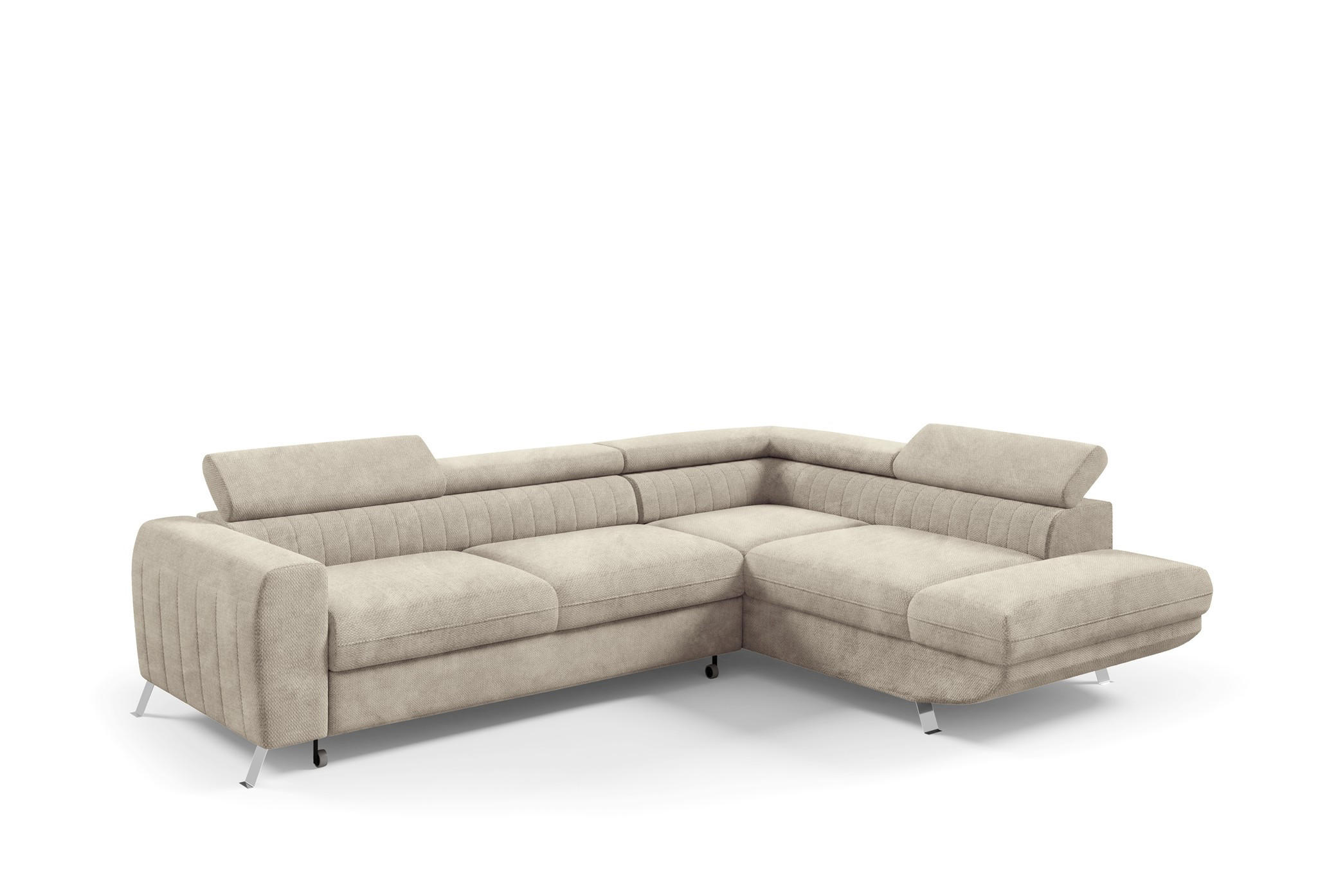 ECKSOFA Marios Mit Schlaffunktion - Beige, Holzwerkstoff/Textil (202/260cm) - Fun Möbel