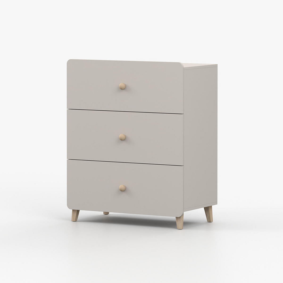 KOMMODE MARIO 3S 90 cm Kaschmir/Kaschmir, drei Schubladen, Holzgriffe - Kaschmir, Holzwerkstoff (80/99/40cm) - imoebel24