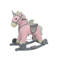 SCHAUKELTIER Einhorn RHWL0240 rosa Räder, Holz, Steigbügel, sattelförmiger Sitz, Sound, Plüsch, Einhorn - Rosa, Textil (34/60/64cm) - Chipolino