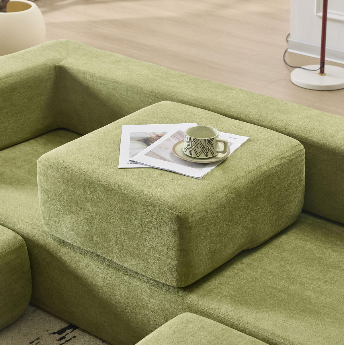 BODENSOFA Schlafsofa aus Schaumstoff mit wandelbarer Modulfunktion Grün - Grün, Kunststoff (75.5/50/201cm) - Modenvie