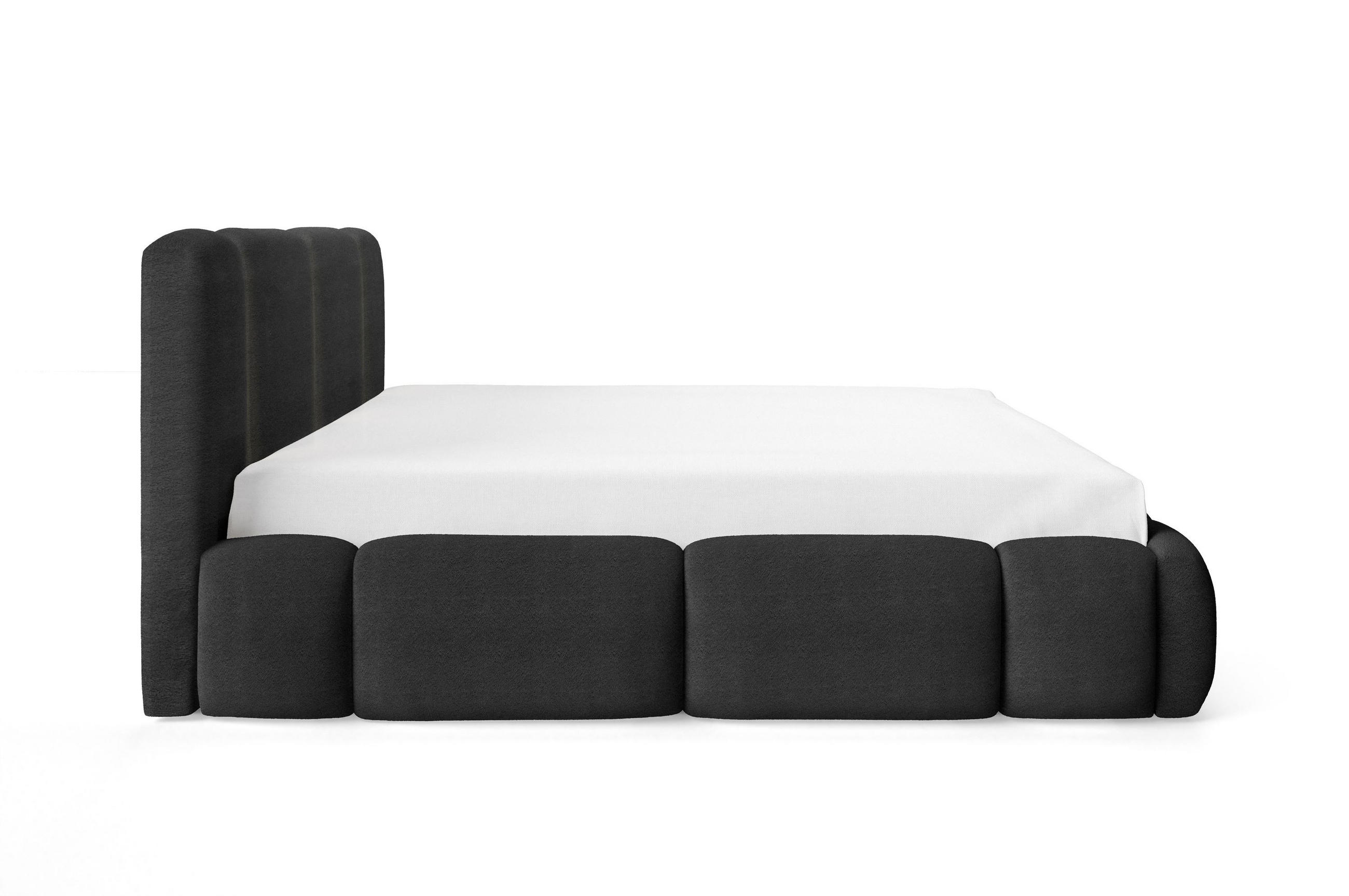 Home Collective ČALOUNĚNÁ postel s úložným prostorem a LED osvětlením 160 × 200 cm, černá