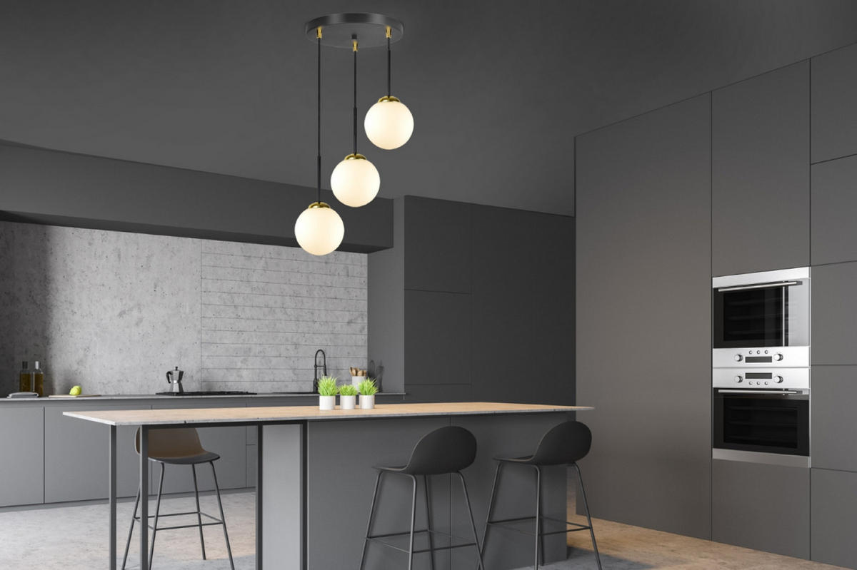 PENDELLEUCHTE Milano Glas - Goldfarben/Schwarz, Glas/Metall (35/35/90cm) - kiki design