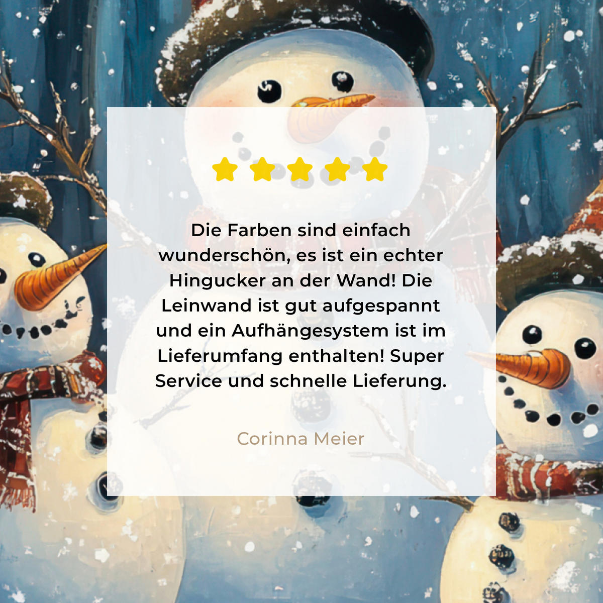 LEINWANDBILD Schneemann - Schnee - Winter - Wald 20x20 cm - Hellblau, Textil (20/20cm) - MuchoWow