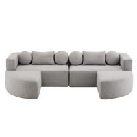 SCHLAFSOFA Grau Cloud Chenille modular Schlaffunktion 292cm - Grau, Textil (165/68/292cm) - FLIEKS
