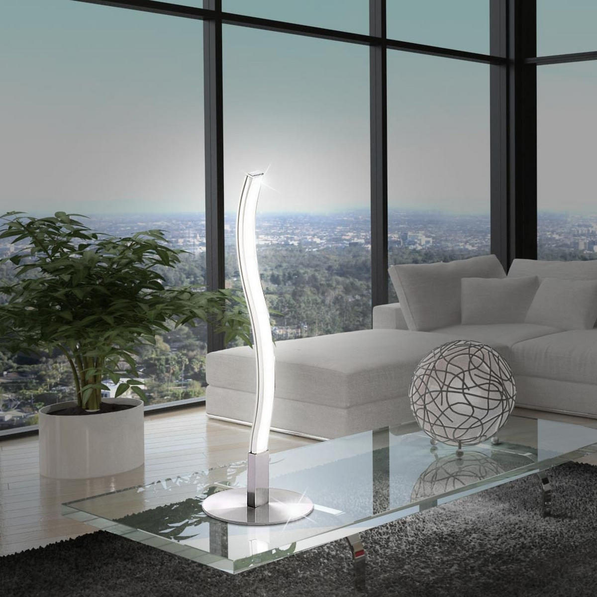 LED TISCHLEUCHTE WAVE Silber - Silberfarben, Metall (10/10/30cm)