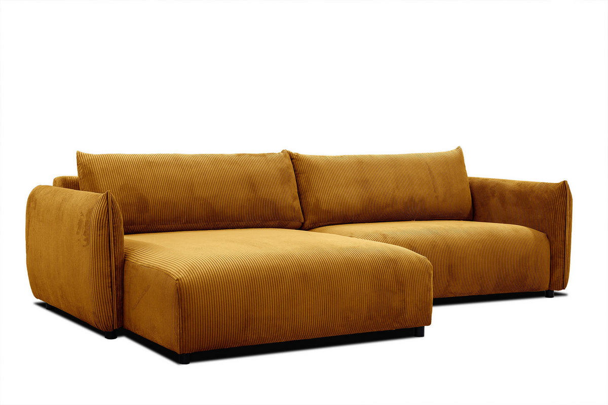 ECKSOFA TAUER 5-Sitzer, honig - Schwarz/Honig, Holzwerkstoff/Kunststoff (174/292cm) - Courtois Laville