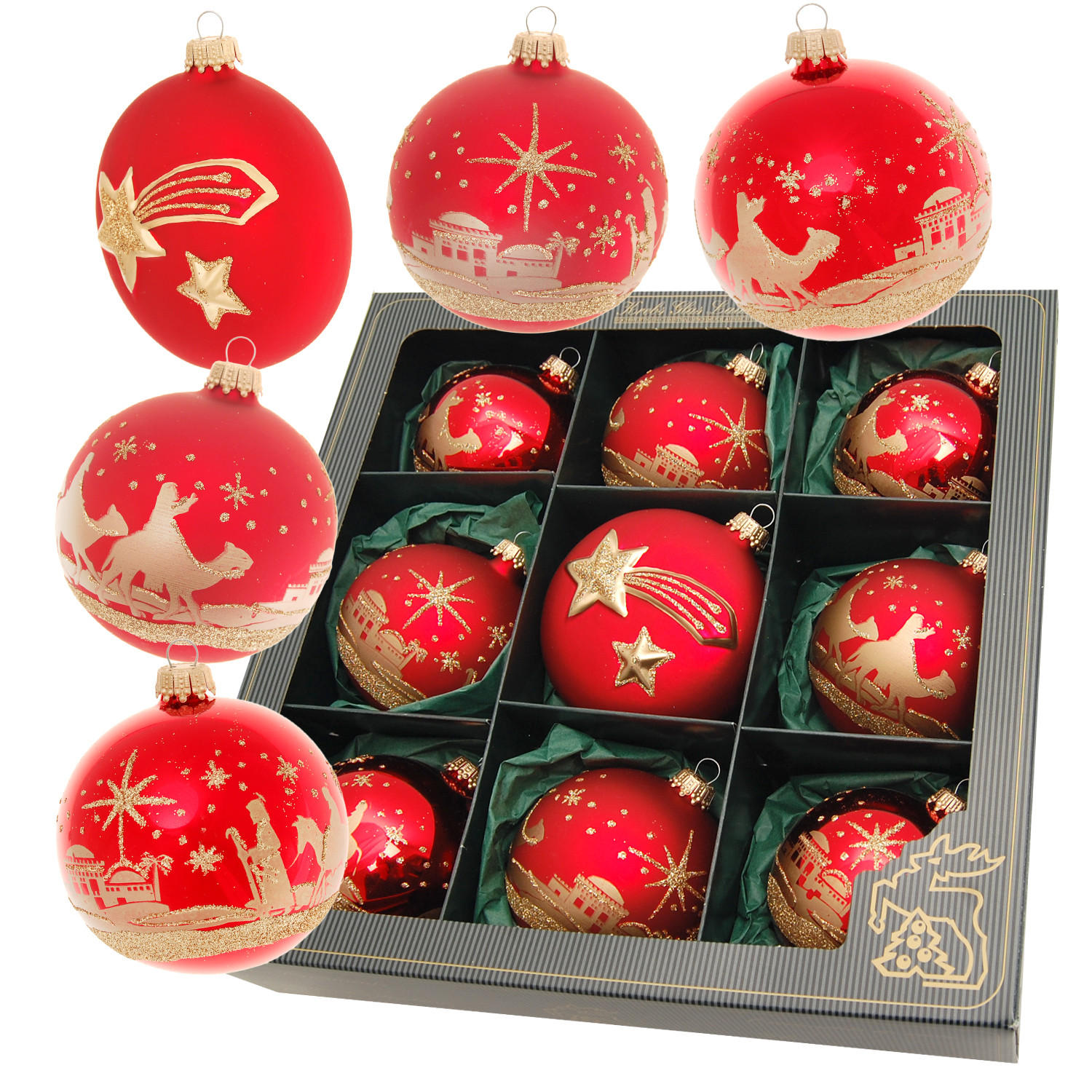 Krebs Glas Lauscha Christbaumkugeln Rot 8x8x8 cm