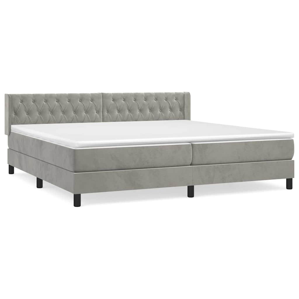 BOXSPRINGBETT 200/200 Cm Grau Samt - Grau, Textil (203/203cm) - vidaXL
