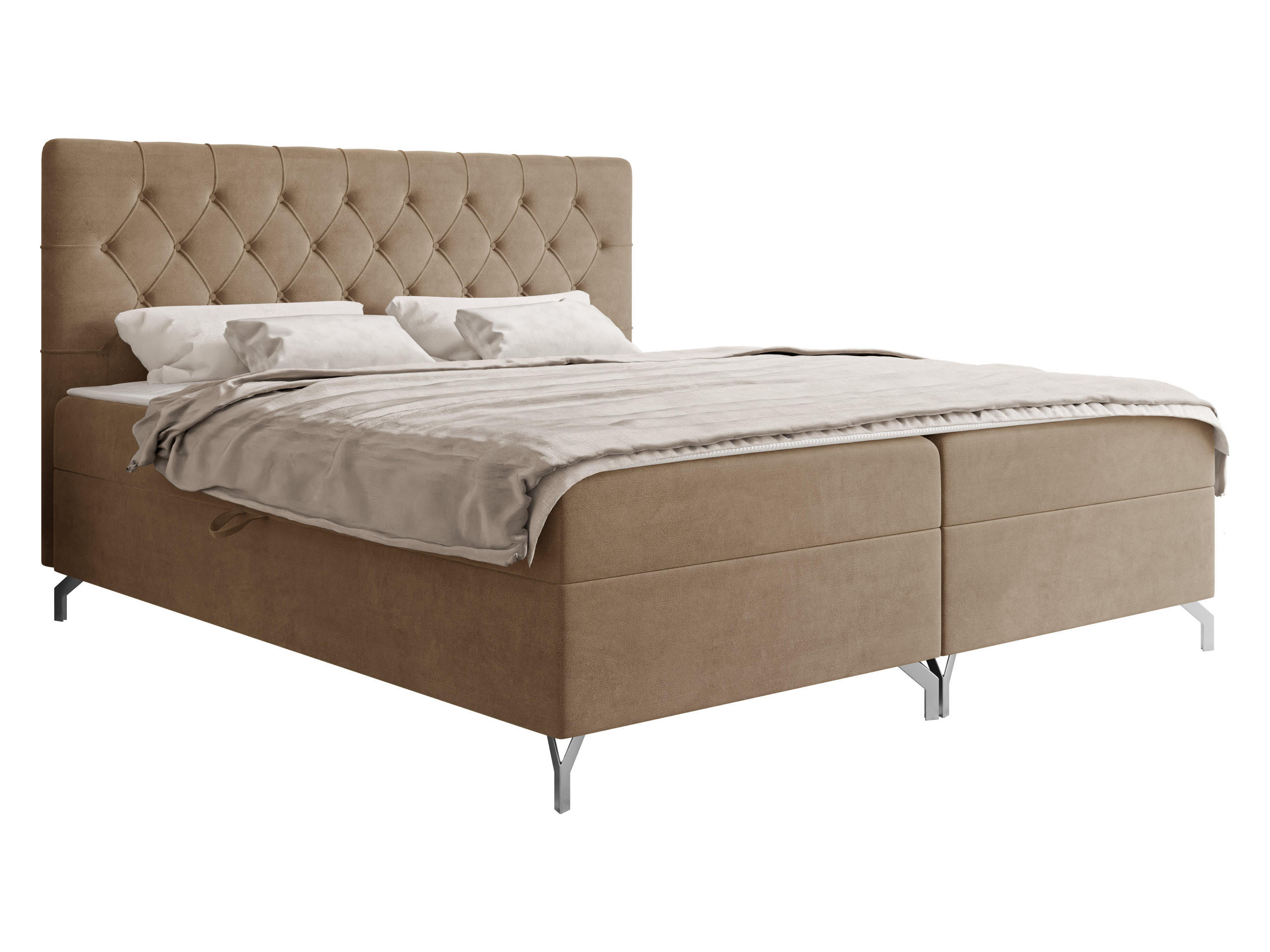 BOXBETT Guilette - H3 - Hellbraun/Silberfarben, Holz/Holzwerkstoff (200/200cm) - MIRJAN24
