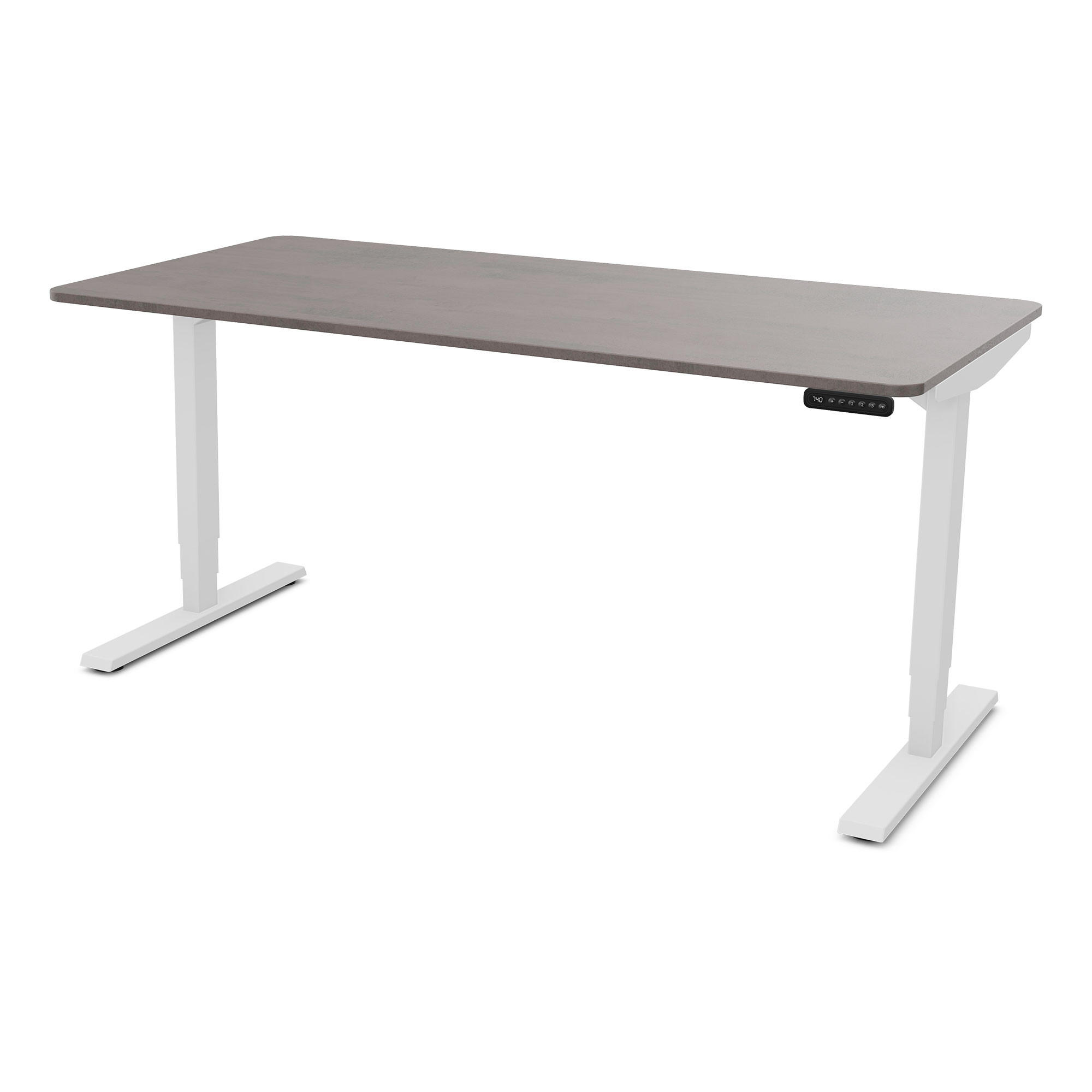 SCHREIBTISCH Elektrisch höhenverstellbarer Schreibtisch Y-Line Curved Sichtbeton Anthrazit Signalweiß 160/70/62-127cm - Schieferfarben/Weiß, Holzwerkstoff/Metall (70/160/127cm) - ASSMANN