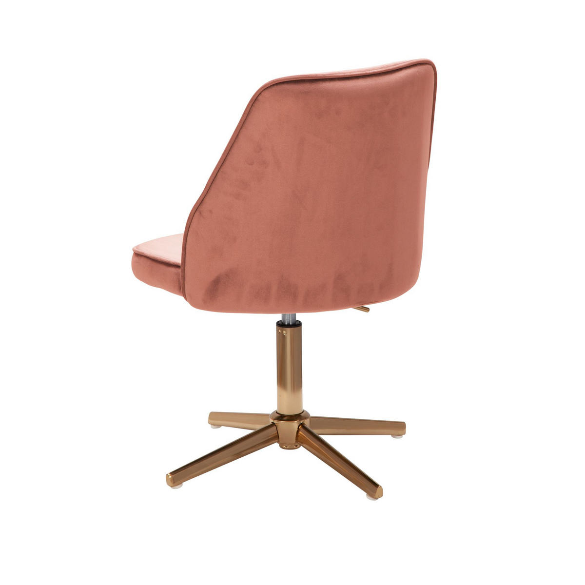 DREHSTUHL Samt mit Höhenverstellung, Eisenfuß und 360° Drehfunktion TANARO, Rosa - Pink/Goldfarben, Textil/Metall (60/100/60cm) - KADIMA DESIGN