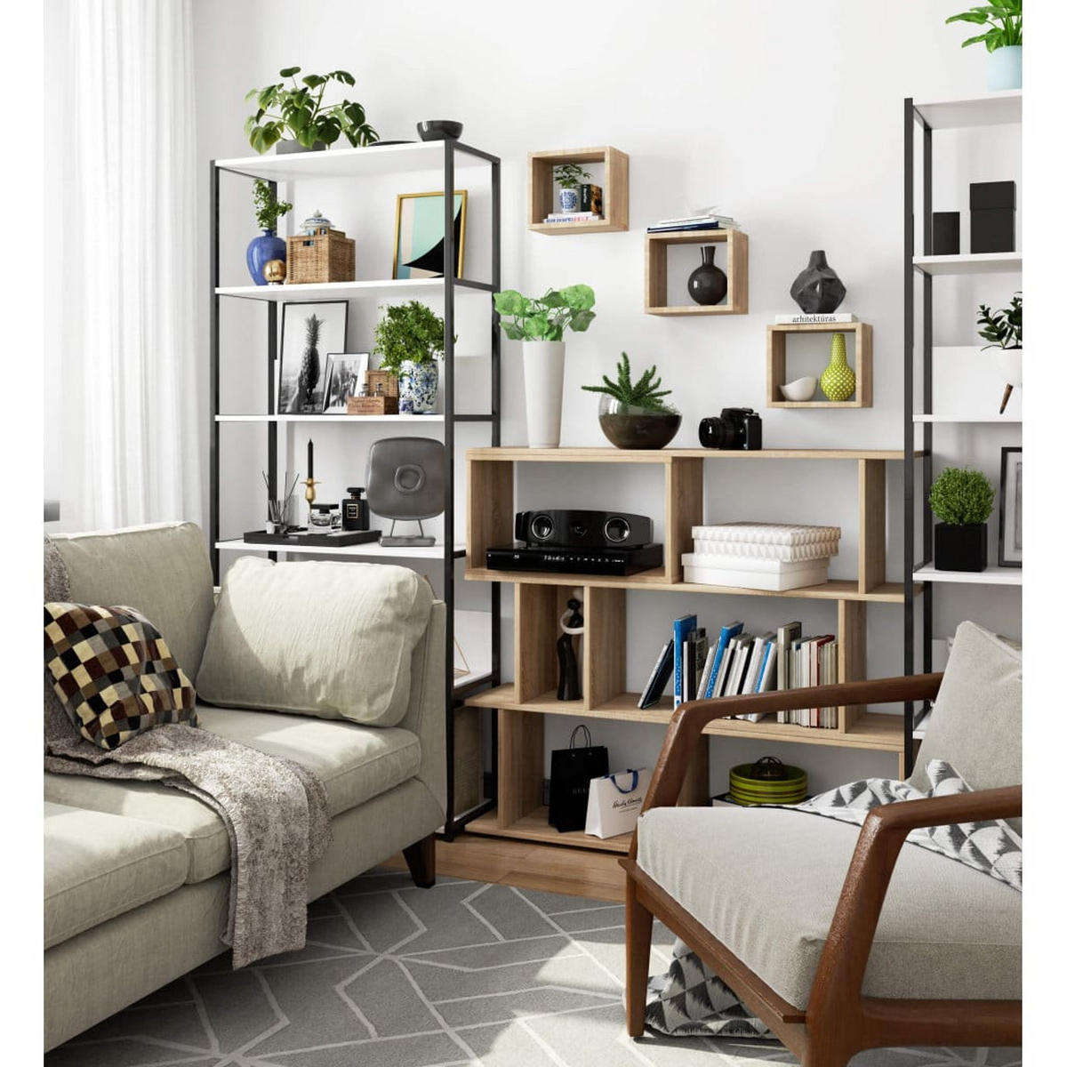 WANDREGAL Eiche Sonoma 25/25/15 - Sonoma Eiche, Holzwerkstoff (25/25/15cm) - RAUMHIRSCH FURNITURE