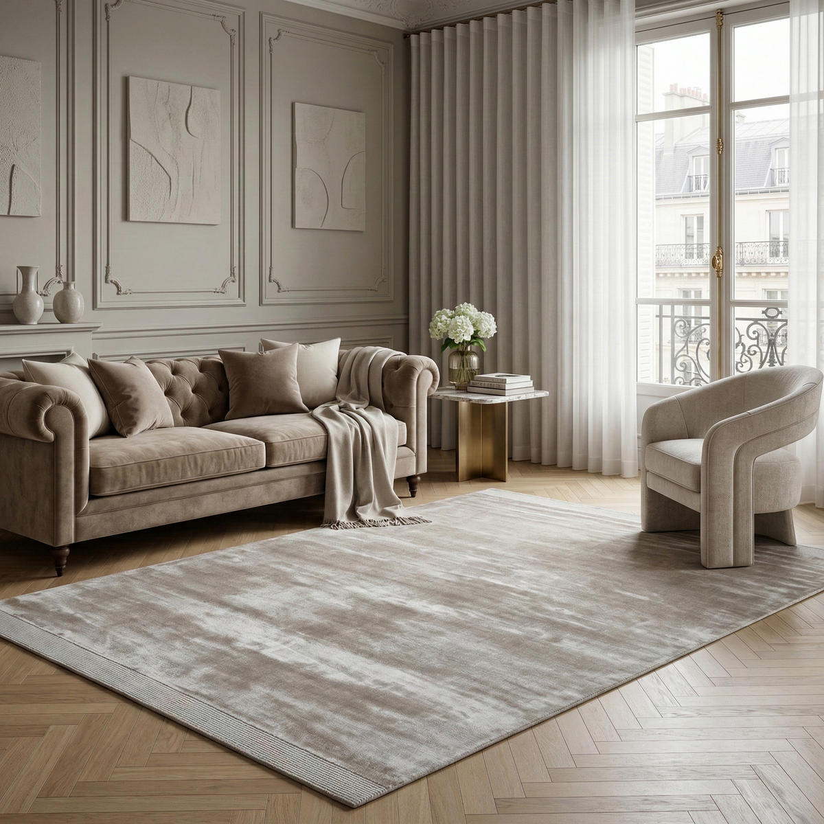 TEPPICH VISKOSE HANDGEWEBT BAMBOO 160/230 Beige - Beige, Naturmaterialien (160/230cm) - Consilio Concept