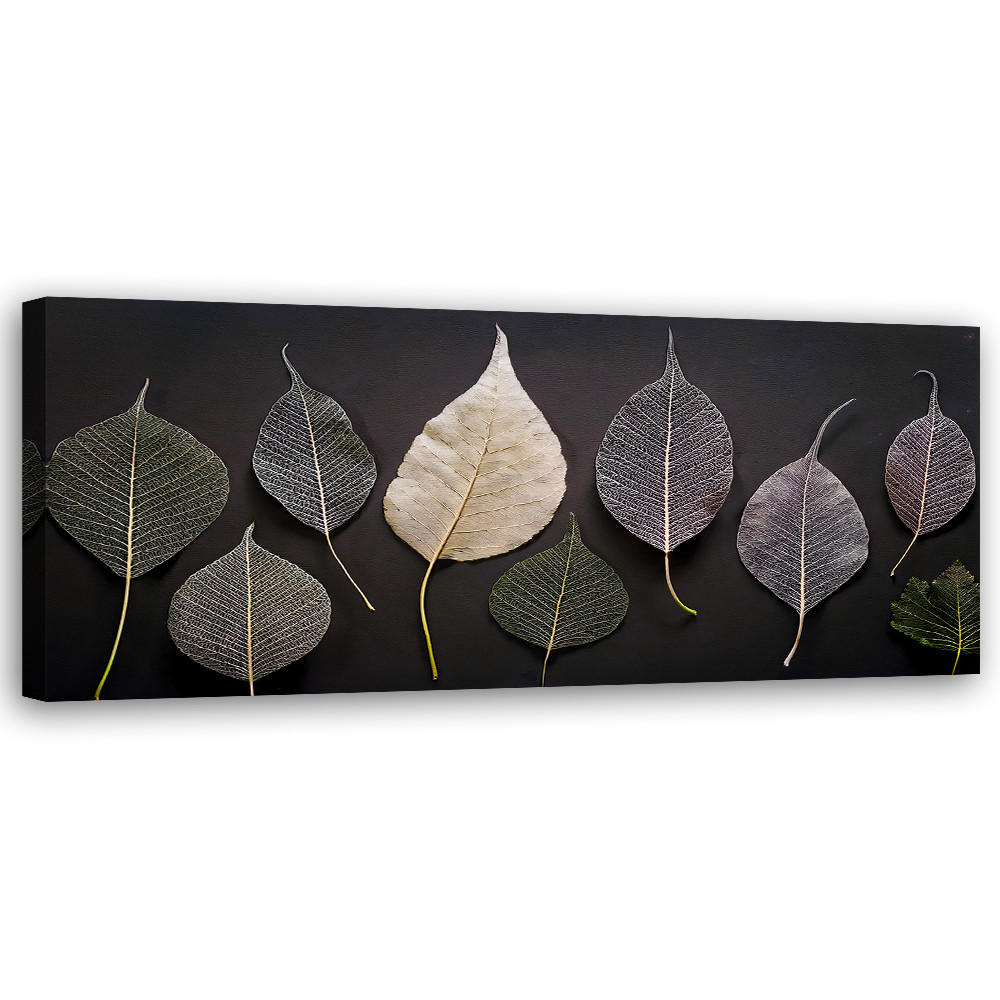 WANDBILD minimalismus hinterlässt glamourpflanzen - Grau, Textil (90/30cm) - Feeby