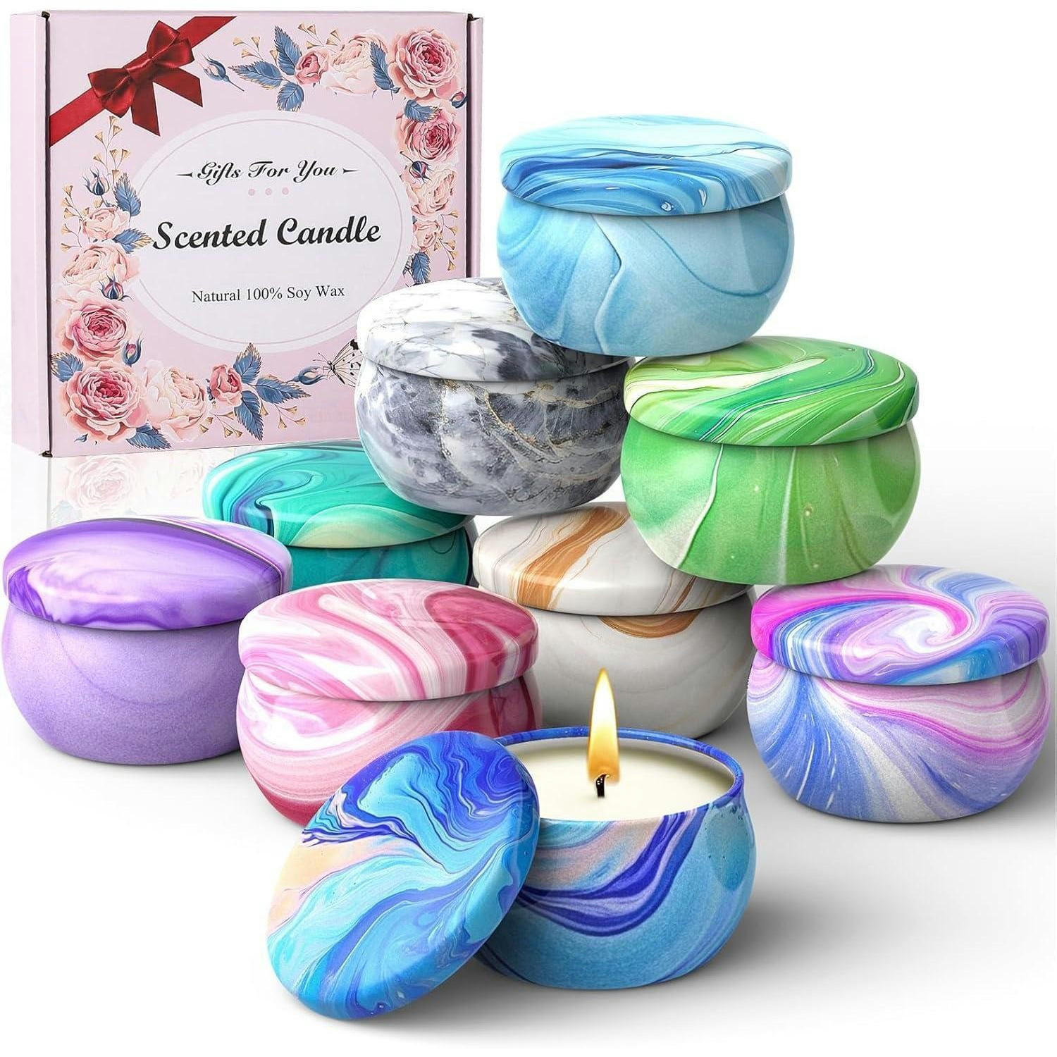DUFTKERZEN 9-teiliges Set Sojawachs Geschenkset - Multicolor, Paraffin (4cm)