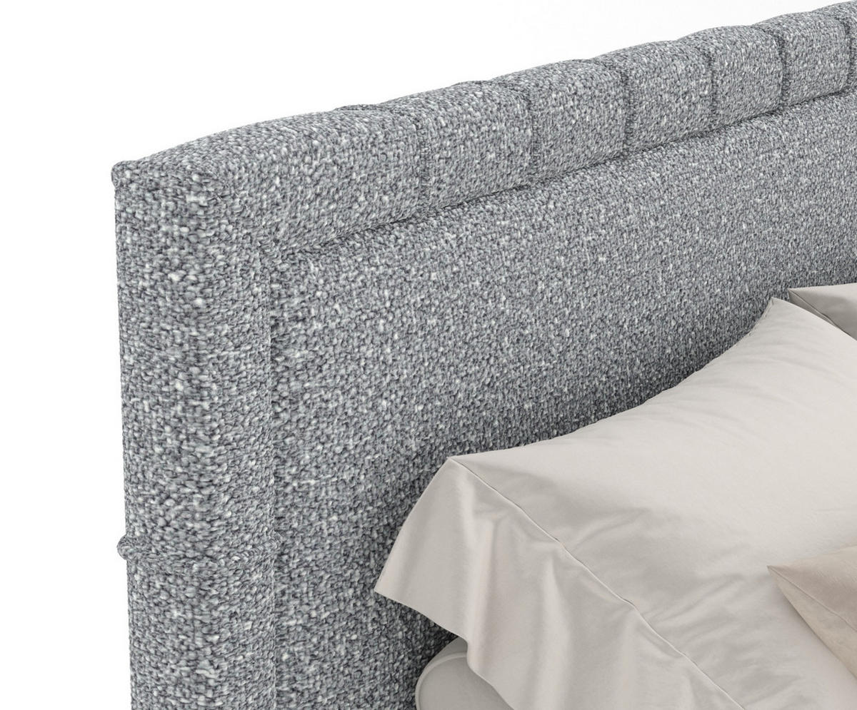 BOXSPRINGBETT Rimini Grau 180/200 cm mit Matratze und Topper - Naturfarben/Grau, Holz/Holzwerkstoff (180/200cm) - Maison de Reve