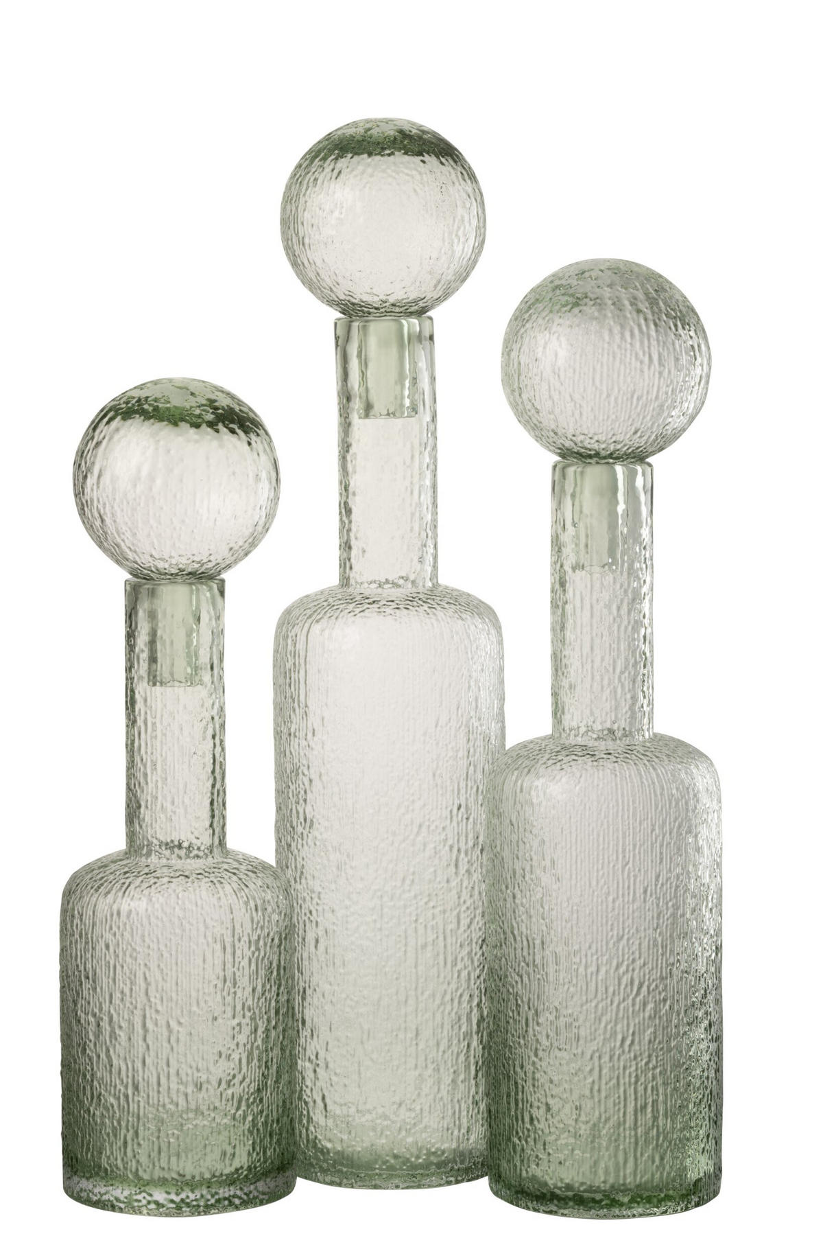 DEKOOBJEKT FLASCHE RELIEF Grün - Grün, Glas (12.5/56/12.5cm) - J-Line