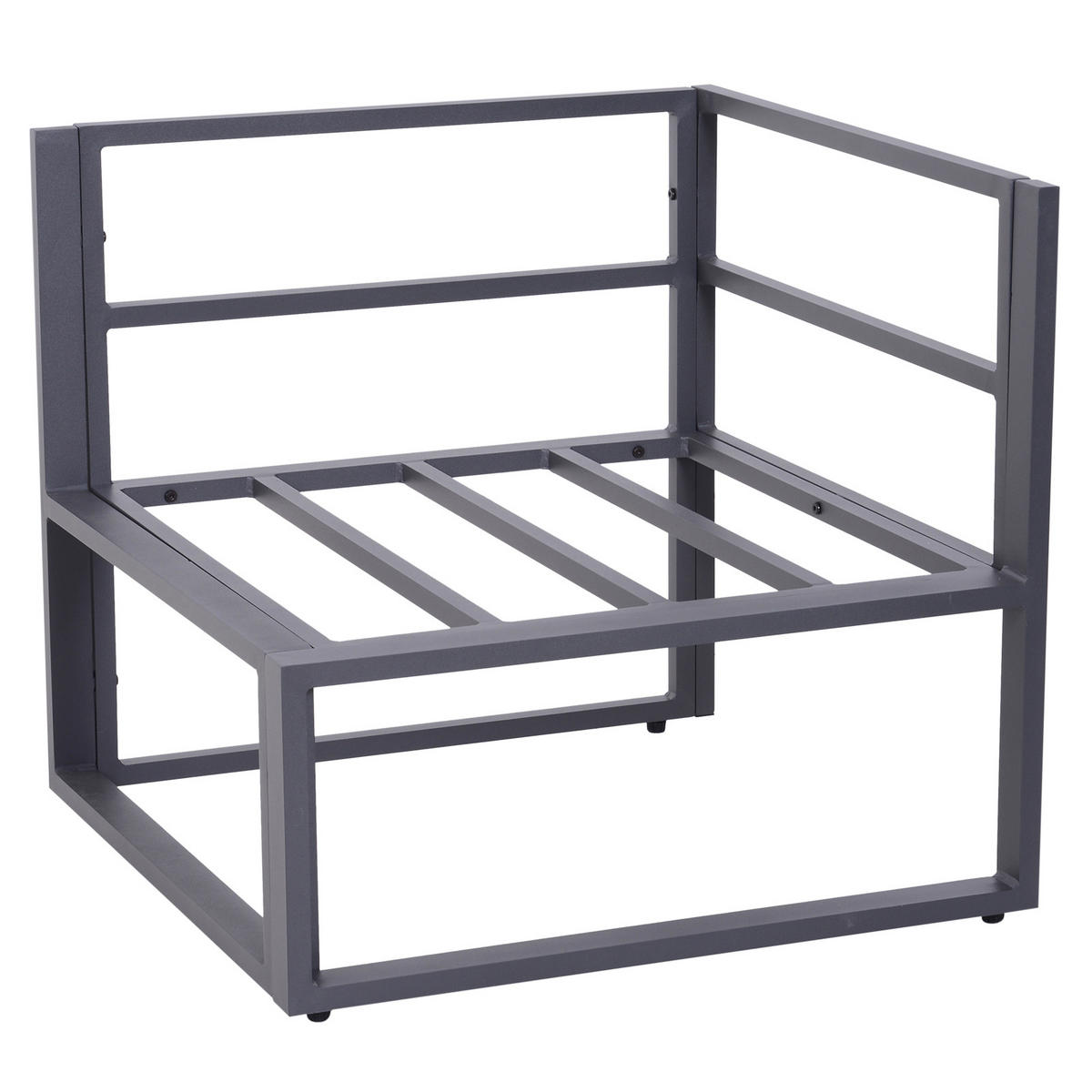 GARTENMÖBEL Set, Alu, Polyester, Grau - Grau, Glas/Kunststoff - Outsunny