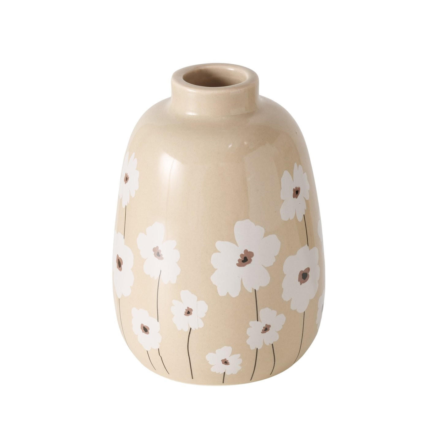 KERAMIKVASE mit Blumenmuster Canea 8/8/11 cm - Beige, Keramik (11cm) - Boltze Home