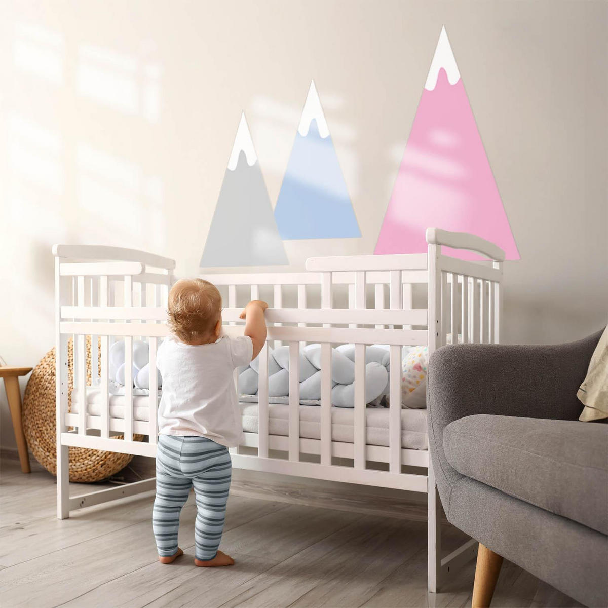 WANDAUFKLEBER 100x175cm - Schneebedeckte Gipfel - Multicolor, Kunststoff (100/175/0.1cm) - Wallfluent