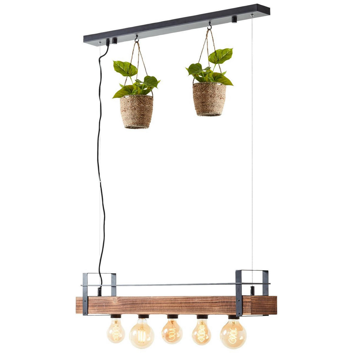 PENDELLEUCHTE Bankwood 99541/76 - Schwarz, Holz (17.5/80/106.5cm) - Brilliant