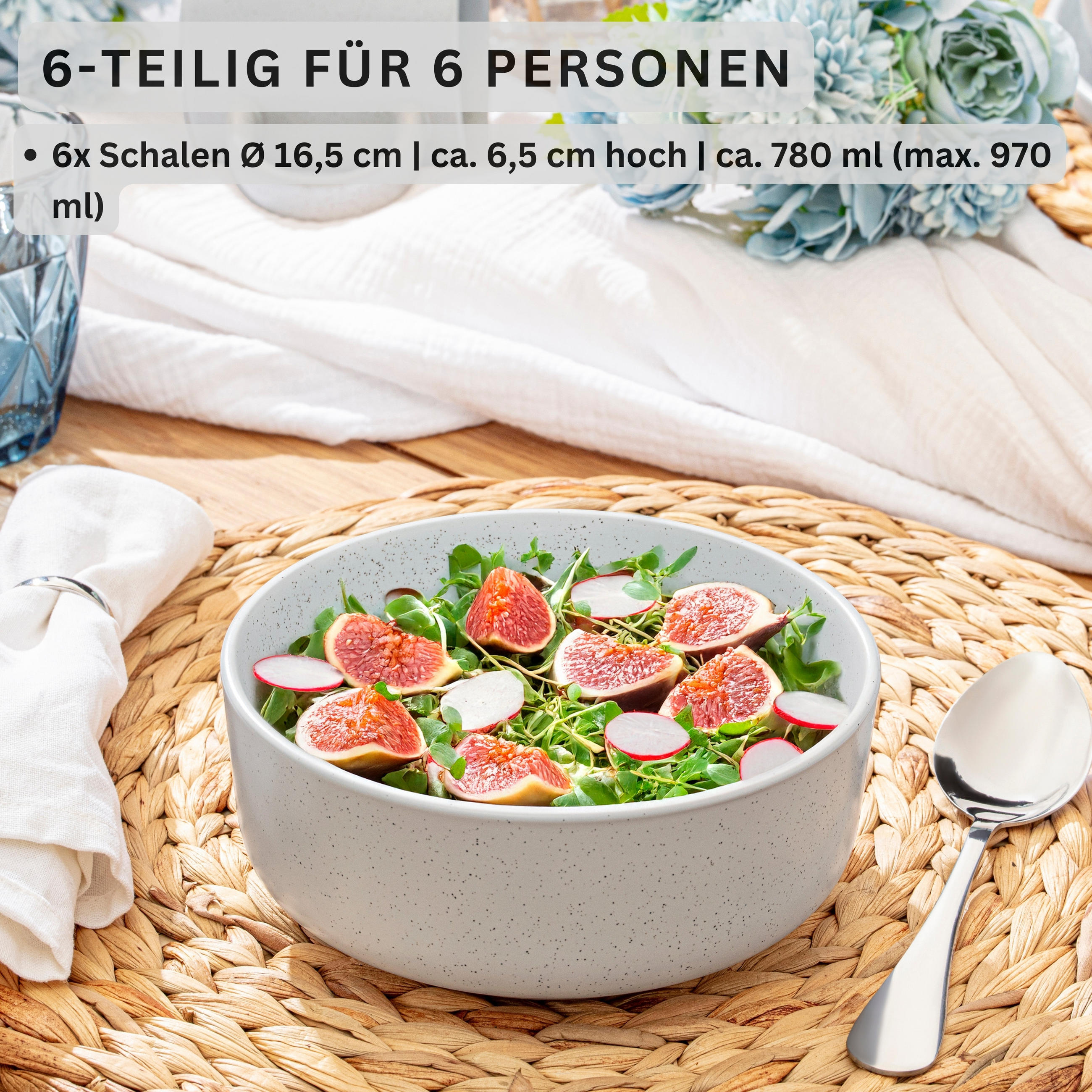 SCHALEN LEEDS FROST - 6 teilig aus Steingut - Weiß, Stein (16.5/16.5/6.5cm) - Sänger