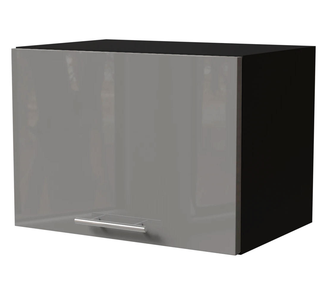 KLAPPHÄNGESCHRANK Essen W4B/50 Grau Hochglanz / Schwarz Matt 50 / 32,5 / 36cm - Schwarz/Grau, Holz/Holzwerkstoff (50/36/32.5cm) - Feldmann-Wohnen