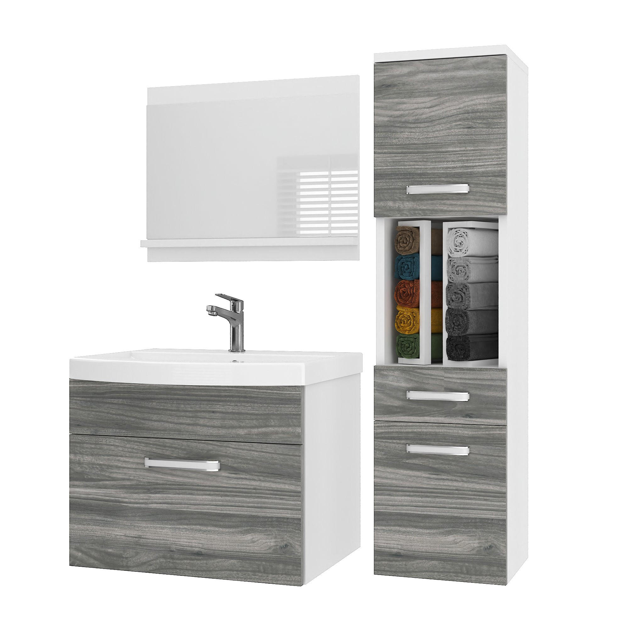 B BELINI GROUP KOUPELNOVÝ NÁBYTEK Koupelnová SADA PRI M3, Glamour dřevo matné, 90 cm