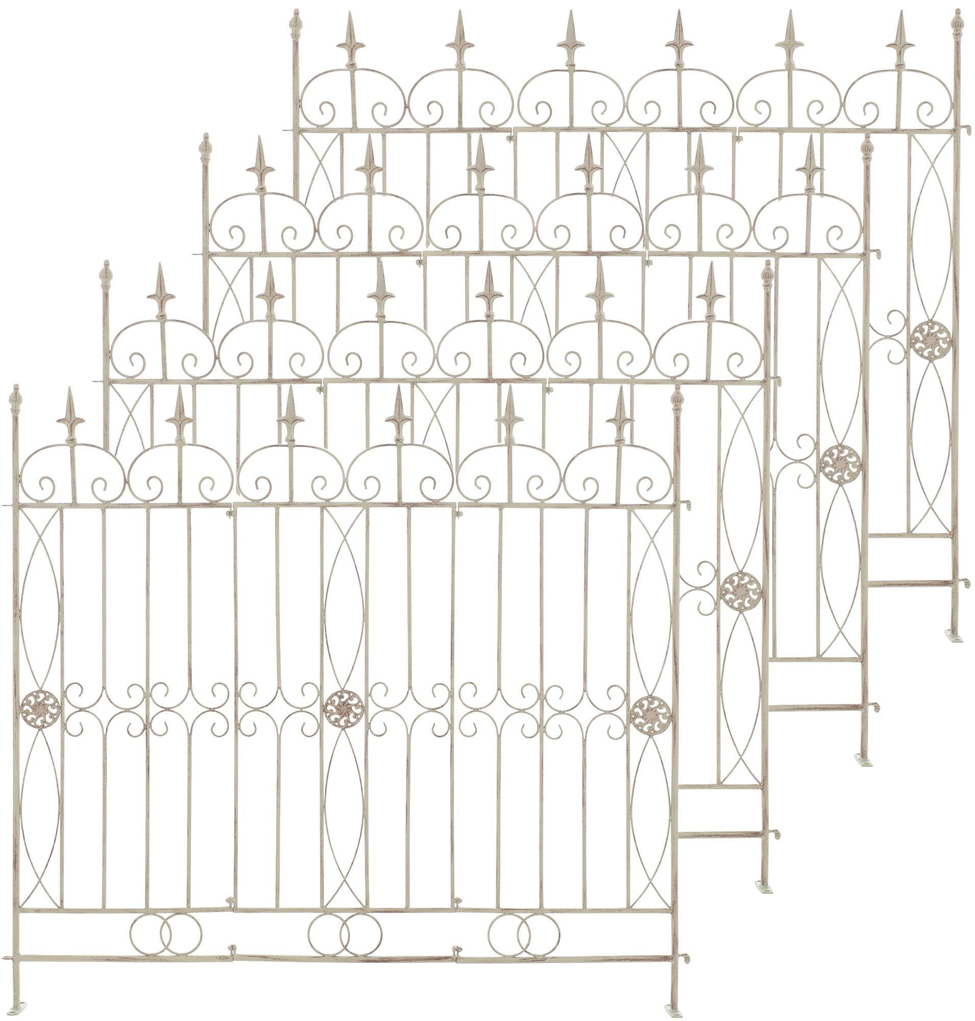 GARTENZAUN 4 Metall Antik-Creme - Creme, Metall (124/116cm) - CLP