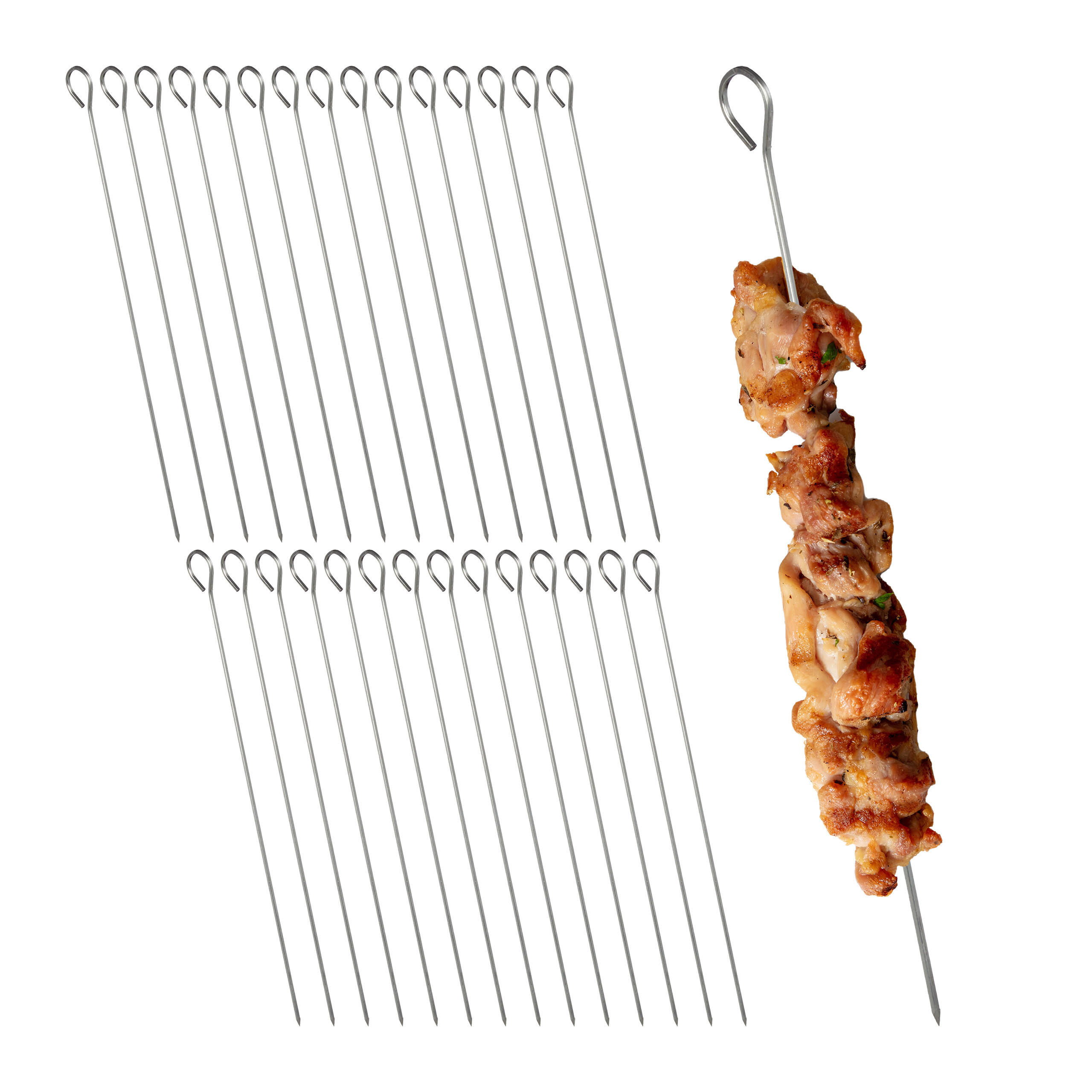 30XSCHASCHLIKSPIESSE - Silberfarben, Metall (0.3cm) - Relaxdays