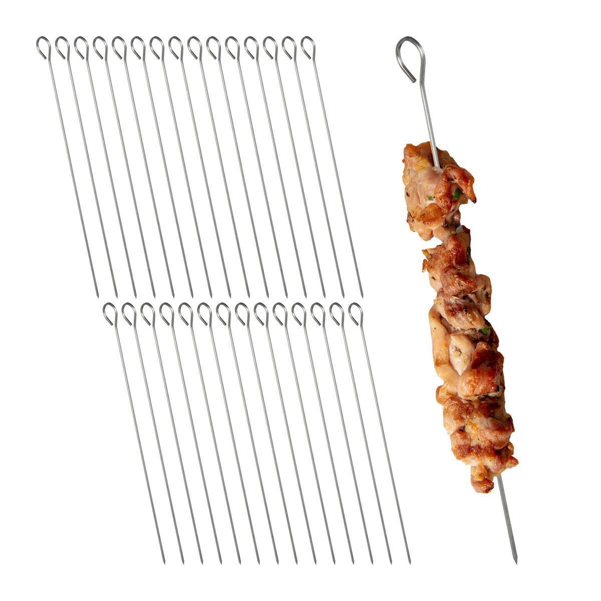 30XSCHASCHLIKSPIESSE - Silberfarben, Metall (0.3cm) - Relaxdays