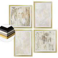 WANDBILDER 4er Set - 50x50 cm & 40x60 cm Goldrahmen - Helles Strukturfarbendesign - Goldfarben, Kunststoff (50/50cm) - ArtPrintCave