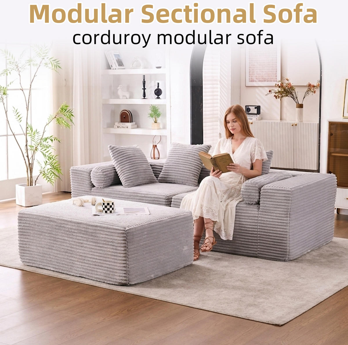 MODULSOFA L-Form Grau 3-tlg. - Hellgrau, Kunststoff (110/266cm) - Meubliv