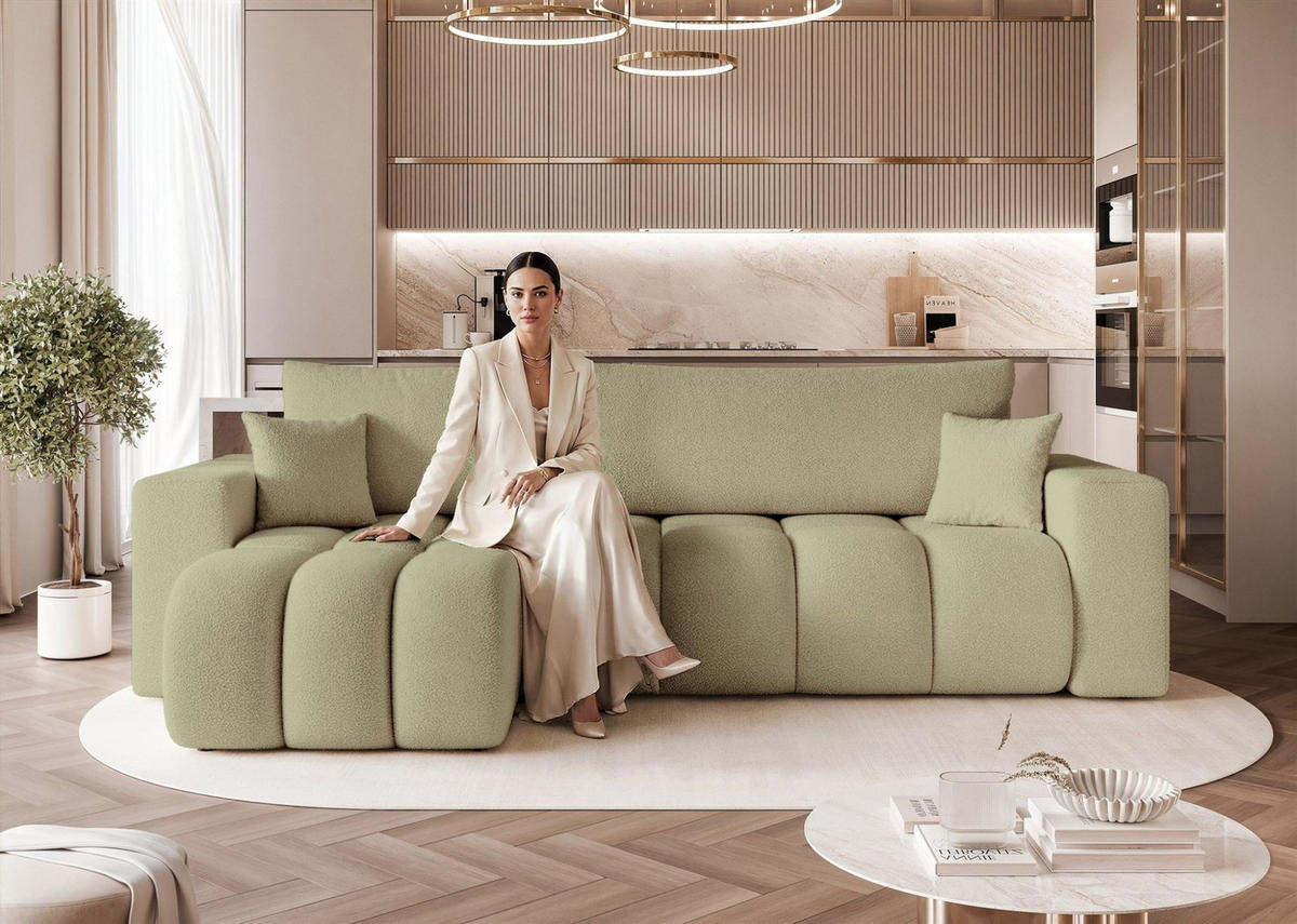 ECKSOFA Anabel Mit Schlaffunktion - Grün, Holzwerkstoff/Textil (248/145cm) - Fun Möbel