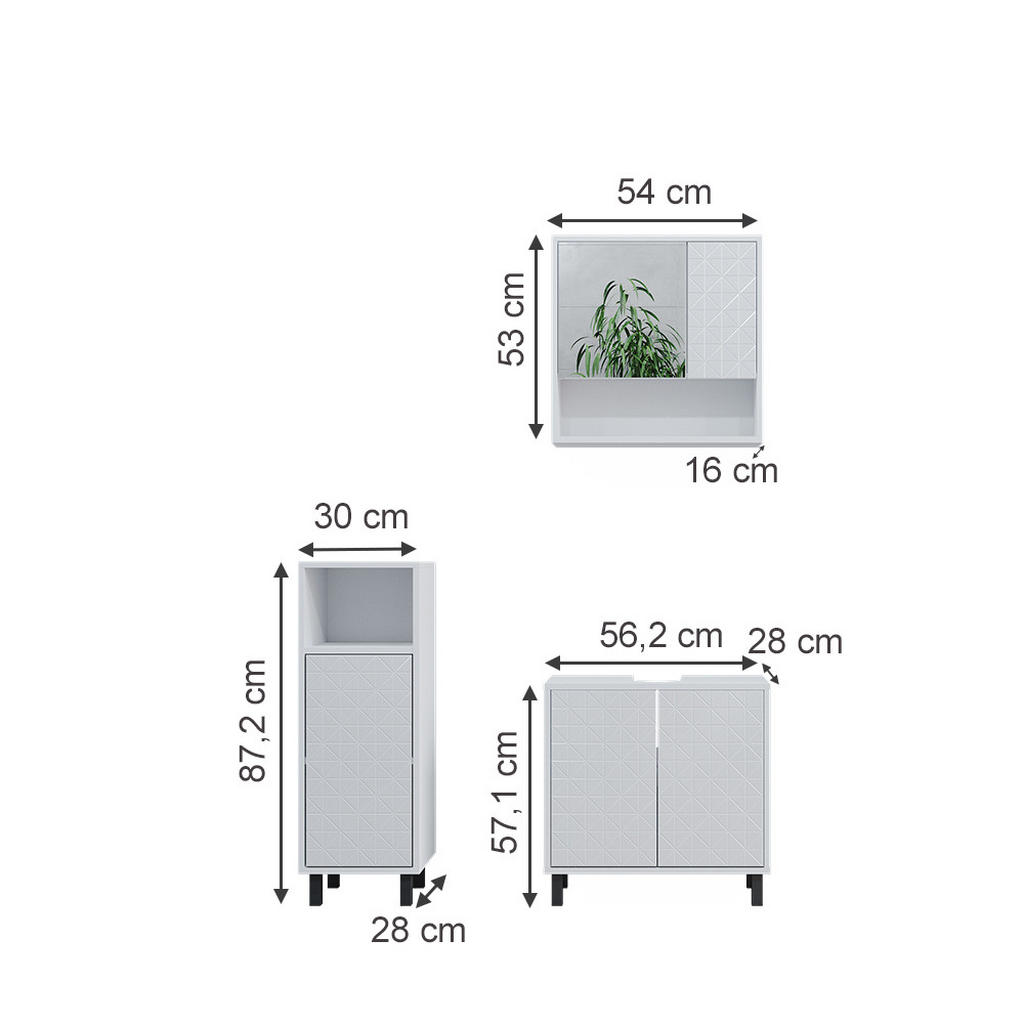 Thumbnail - Vicco Badmöbel-Set, Weiß, Weiß, Holzwerkstoff, 10 Fächer, nicht einzeln stellbar,Rechteckig, 56x57x28 cm, Badezimmer, Ba...