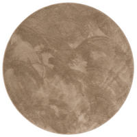 LUXUS SUPER SOFT HOCHFLOR LANGFLOR TEPPICH DELUXE RUND - Taupe, Textil (133/133cm) - Snapstyle