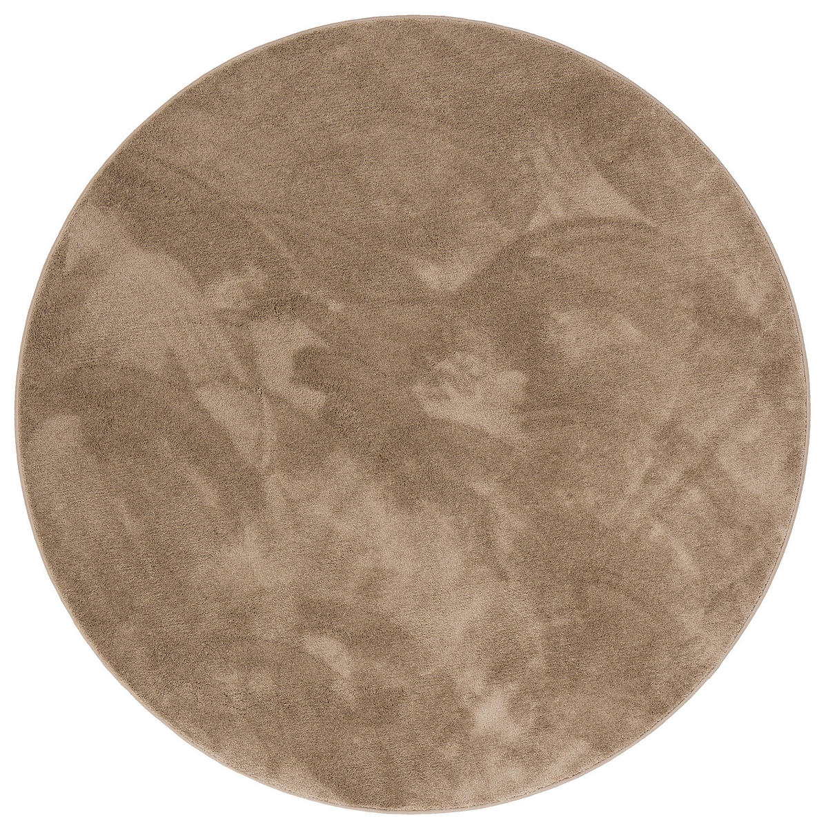 LUXUS SUPER SOFT HOCHFLOR LANGFLOR TEPPICH DELUXE RUND - Taupe, Textil (133/133cm) - Snapstyle