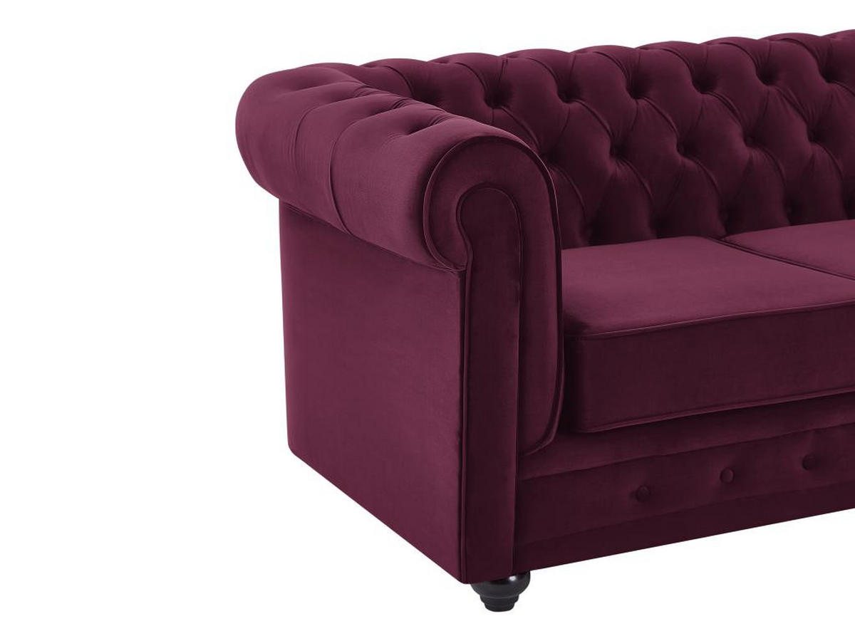 SOFA 2-Sitzer - Samt - Purpur - CHESTERFIELD - Bordeaux, Textil (88/72/168cm) - Vente-Unique