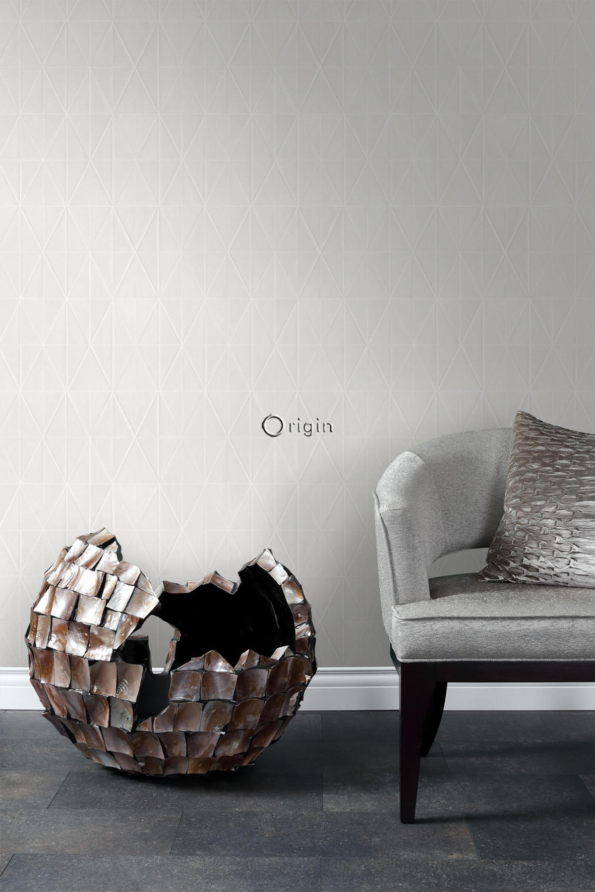 TAPETE grafische Form 53 cm x 10.05 m - Weiß, Papier (53/1000cm) - Origin Wallcoverings