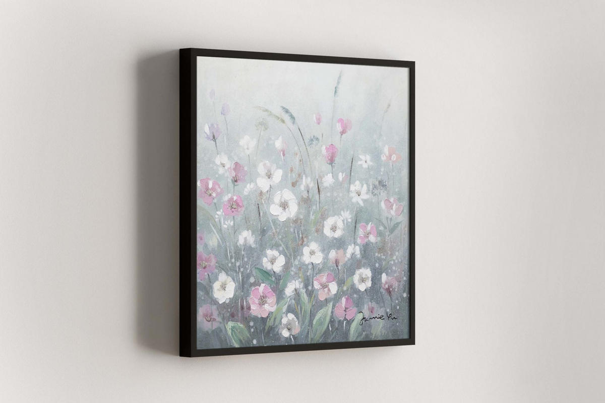 ACRYLBILD HANDGEMALT 60/60 cm - Weiß/Grau, Holz/Textil (0.92/60cm) - KUNSTLOFT