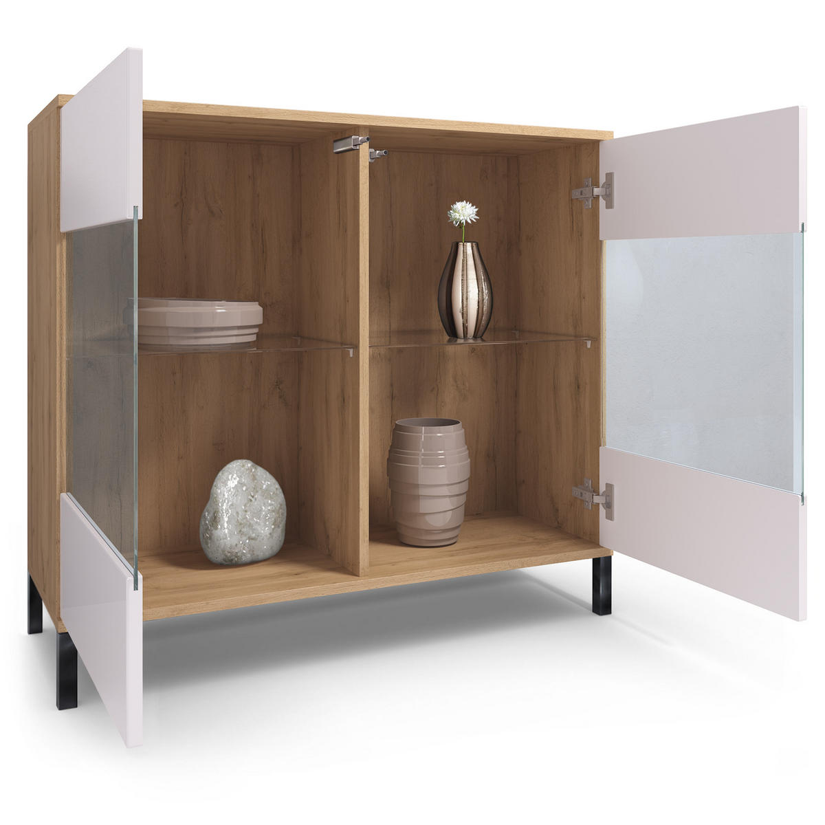 KOMMODE Bari Beton Dunkel Optik - Dunkelgrau, Holzwerkstoff (92.5/83.5/35cm) - Vladon