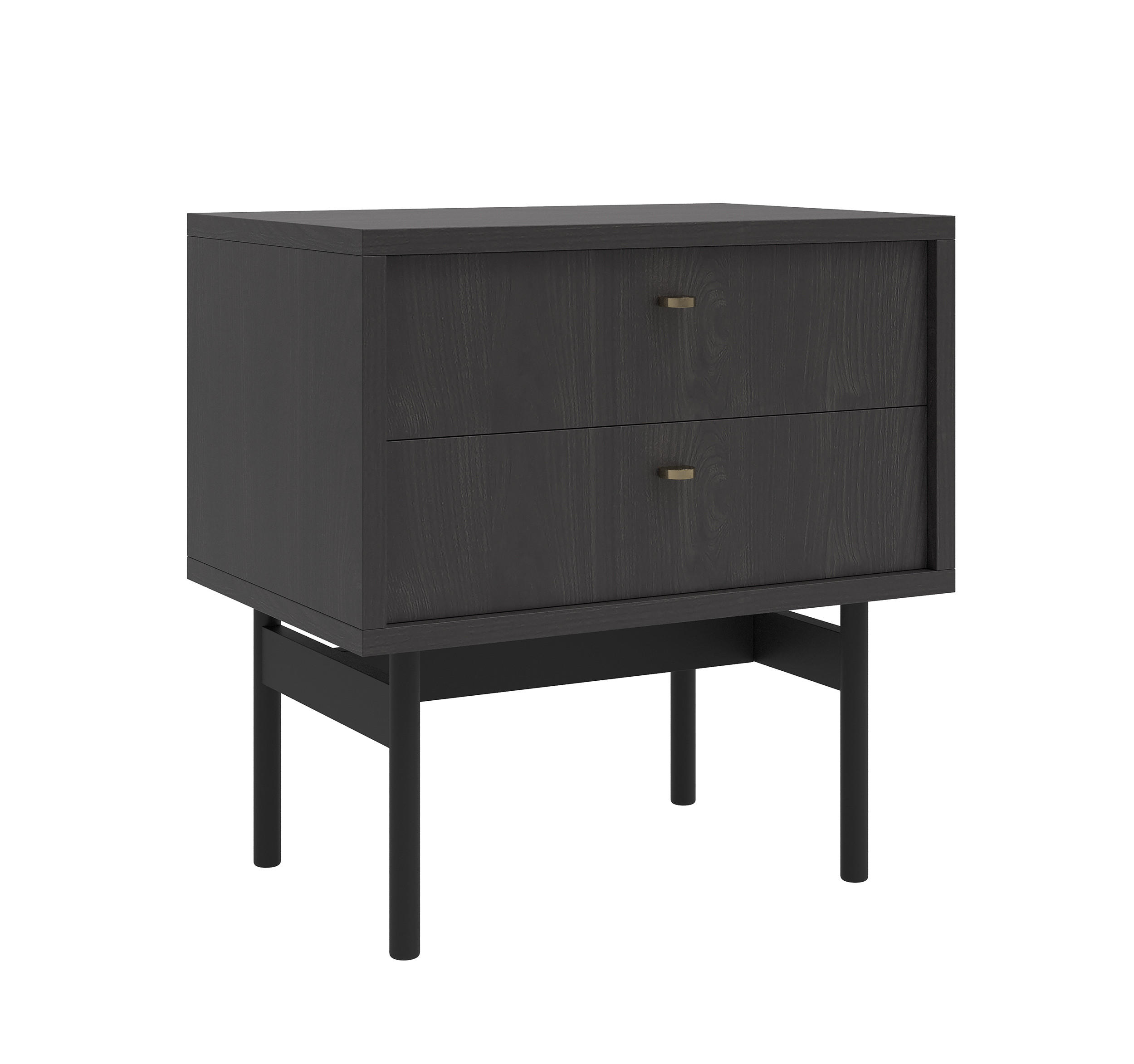 NACHTTISCH Olar Holzoptik Esche Portland Schwarz 55 cm - Goldfarben/Schwarz, Holzwerkstoff/Metall (55/57/38cm) - Selsey
