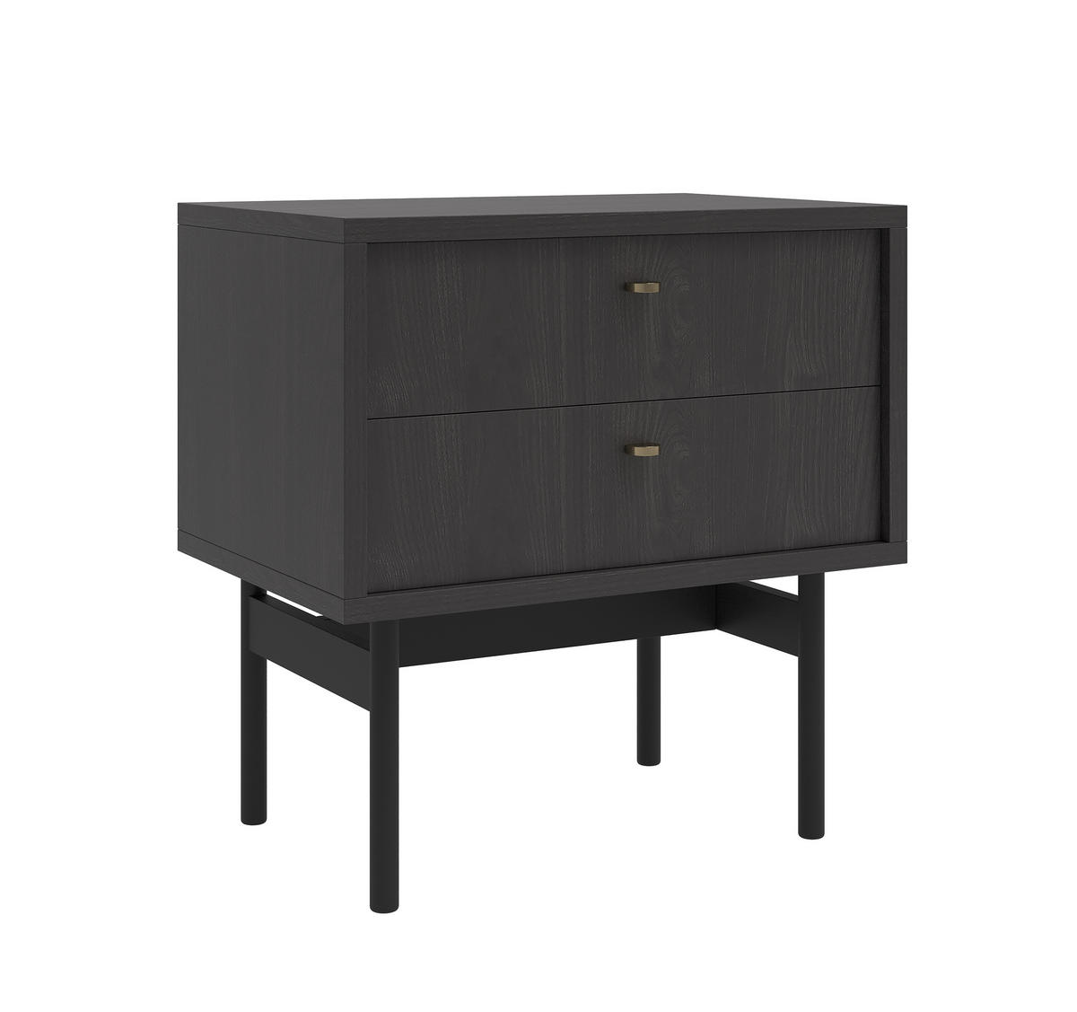 NACHTTISCH Olar Holzoptik Esche Portland Schwarz 55 cm - Goldfarben/Schwarz, Holzwerkstoff/Metall (55/57/38cm) - Selsey
