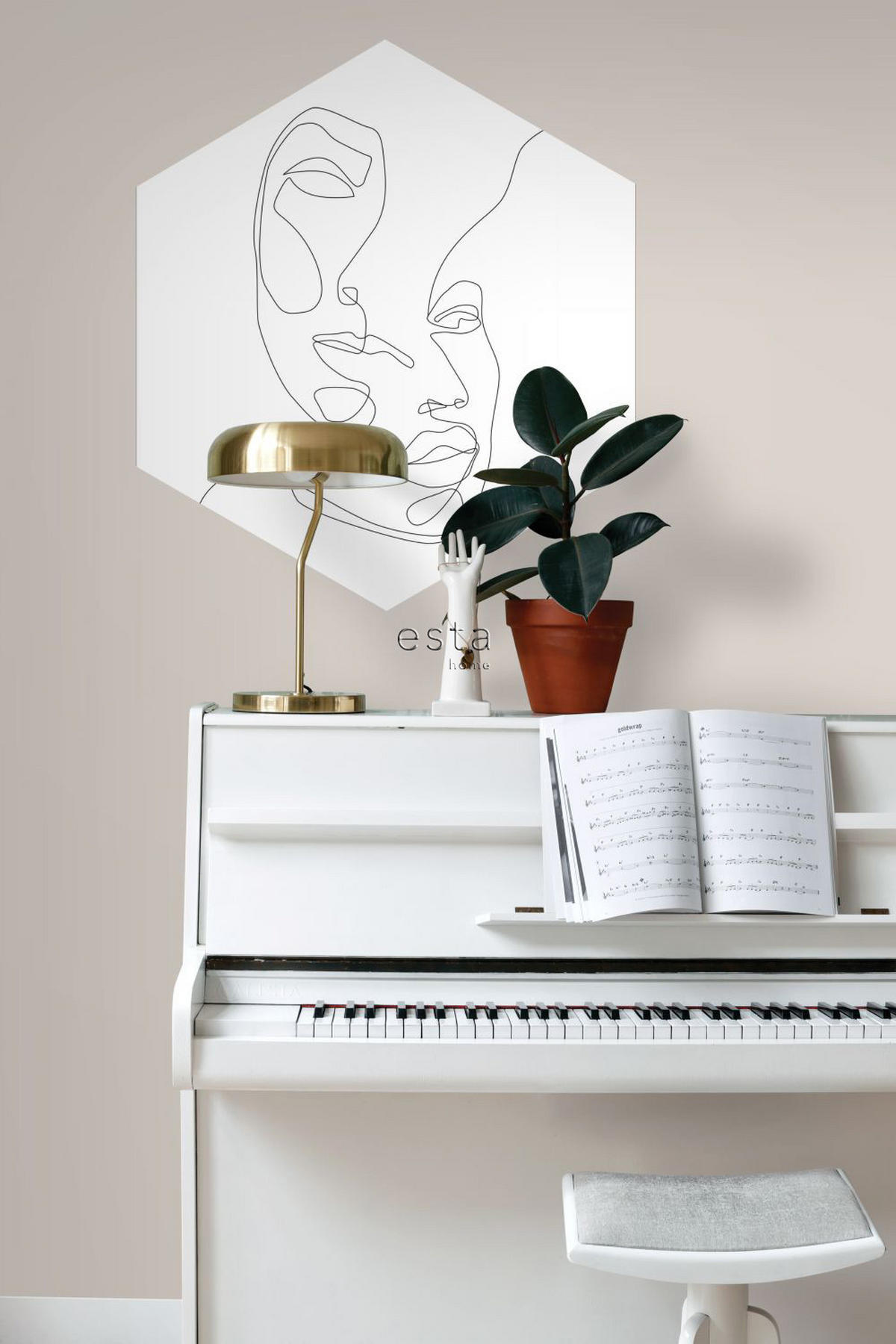 WANDTATTOO Line Art Gesichter 70 x 81 cm - Schwarz, Papier (70/81/81cm) - ESTAhome