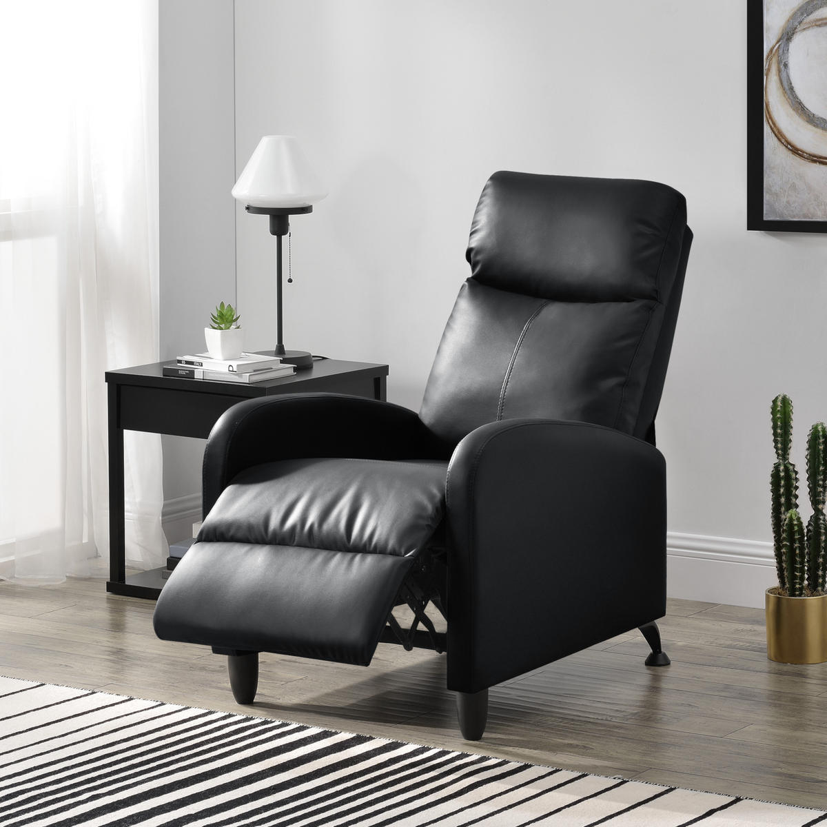POLSTERSESSEL Bregenz Kunstleder Schwarz - Schwarz, Textil (60/102/92cm) - [en.casa]
