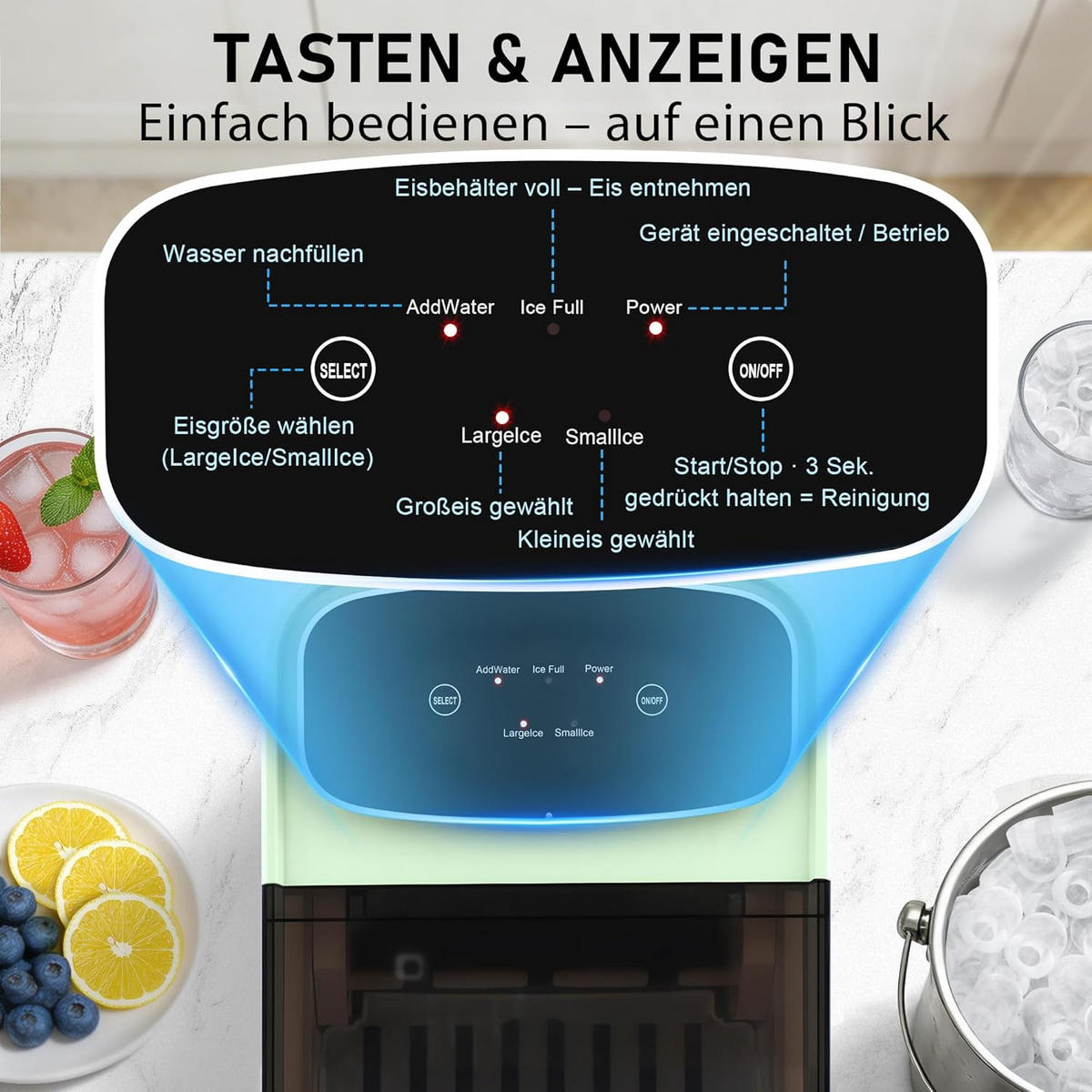 EISWÜRFELMASCHINE Kühleis 2.5L - Grün, Kunststoff (30.5/30.2/23.5cm) - Nettlife