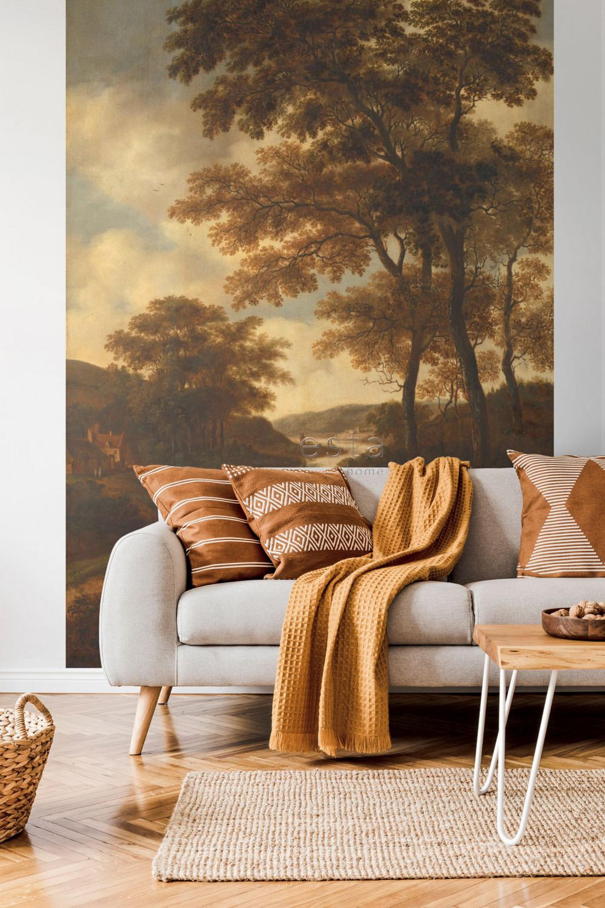 FOTOTAPETE bewaldete Landschaft 186 x 279 cm - Orange, Papier (186/279cm) - ESTAhome