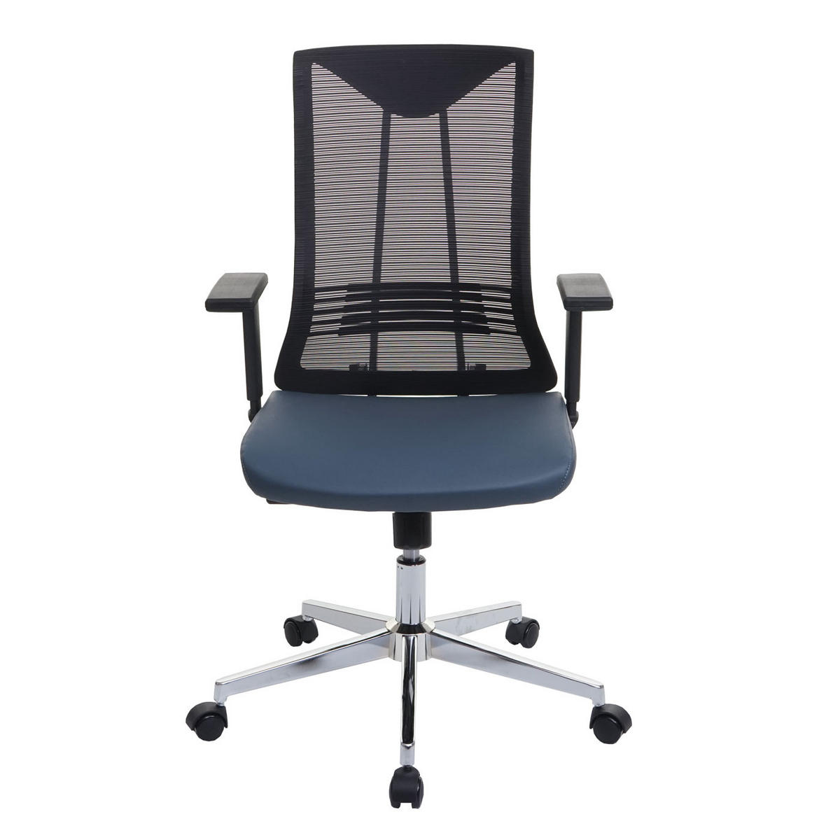 DREHSTUHL HxBxT 110x65x66cm Sitzhöhe 44cm ergonomisch Kunstleder Blau-Grau - Blaugrau, Kunststoff (65/110/66cm) - PROREGAL