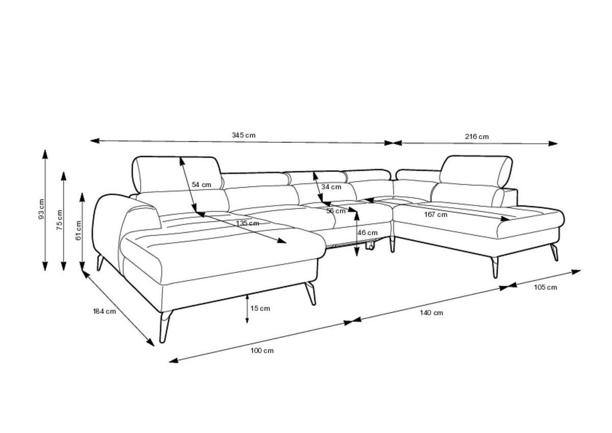 ECKSOFA JAZZ Beige 345x216x93 cm - Beige, Textil (345/216cm) - FURNLUX